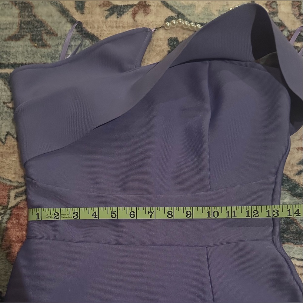 SHEIN Purple Off the Shoulder Pearl Bodycon Stretchy Midi Dress Women’s Medium - Picture 8 of 9